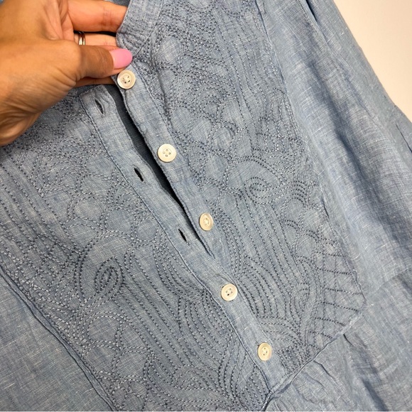 Wrap London Linen Light Blue Tunic Top J15 - Picture 6 of 9